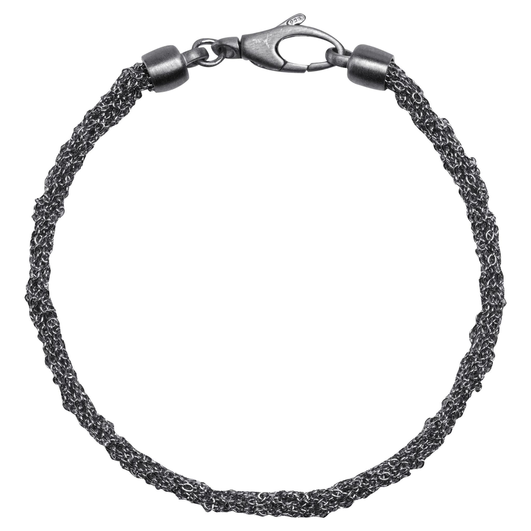 Alex Jona Burnished Sterling Silver Woven Chain Bracelet