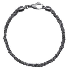 Pulsera de cadena tejida de plata de ley bruñida Alex Jona