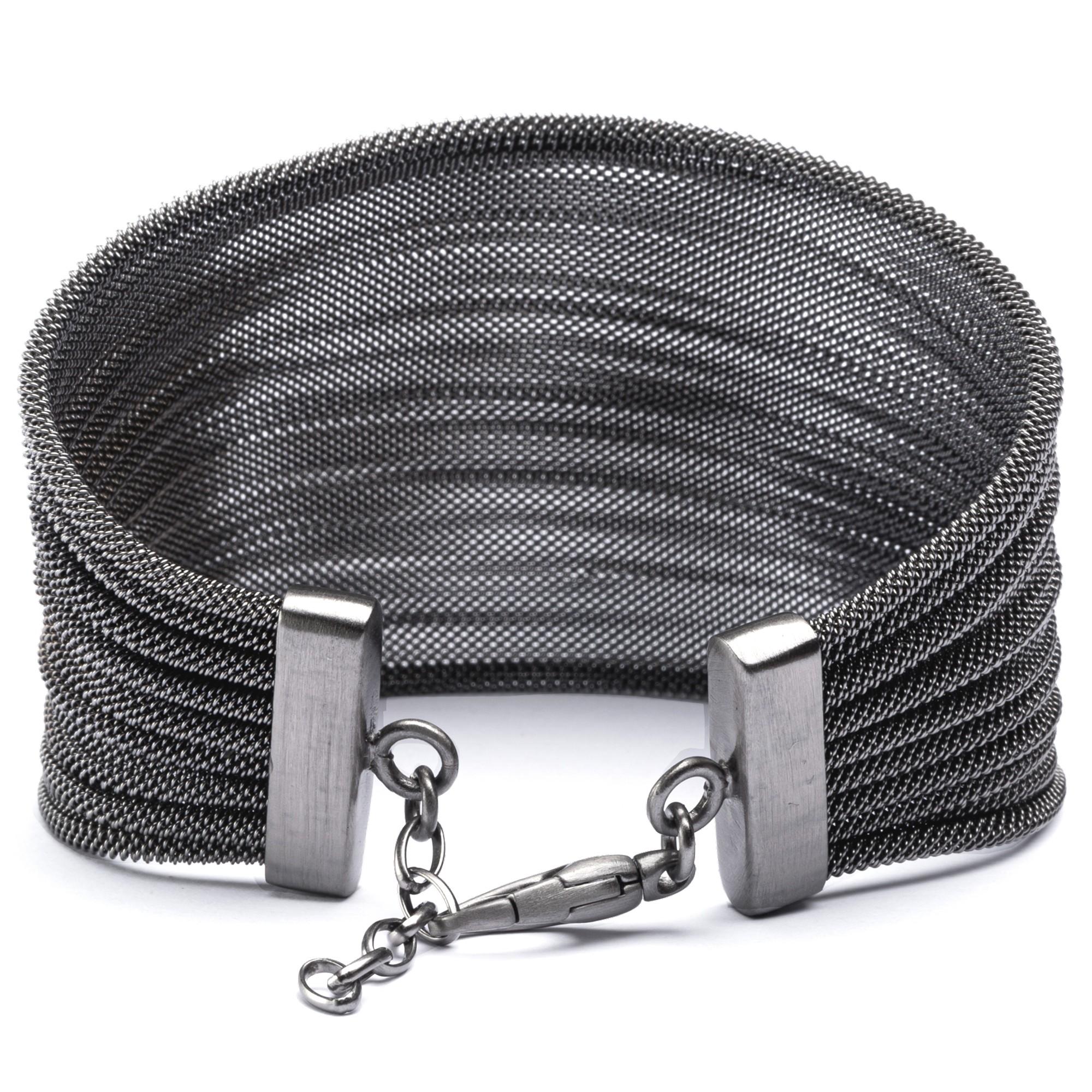 Alex Jona Burnished Sterling Silver Woven Plissé Bracelet In New Condition For Sale In Lugano, CH