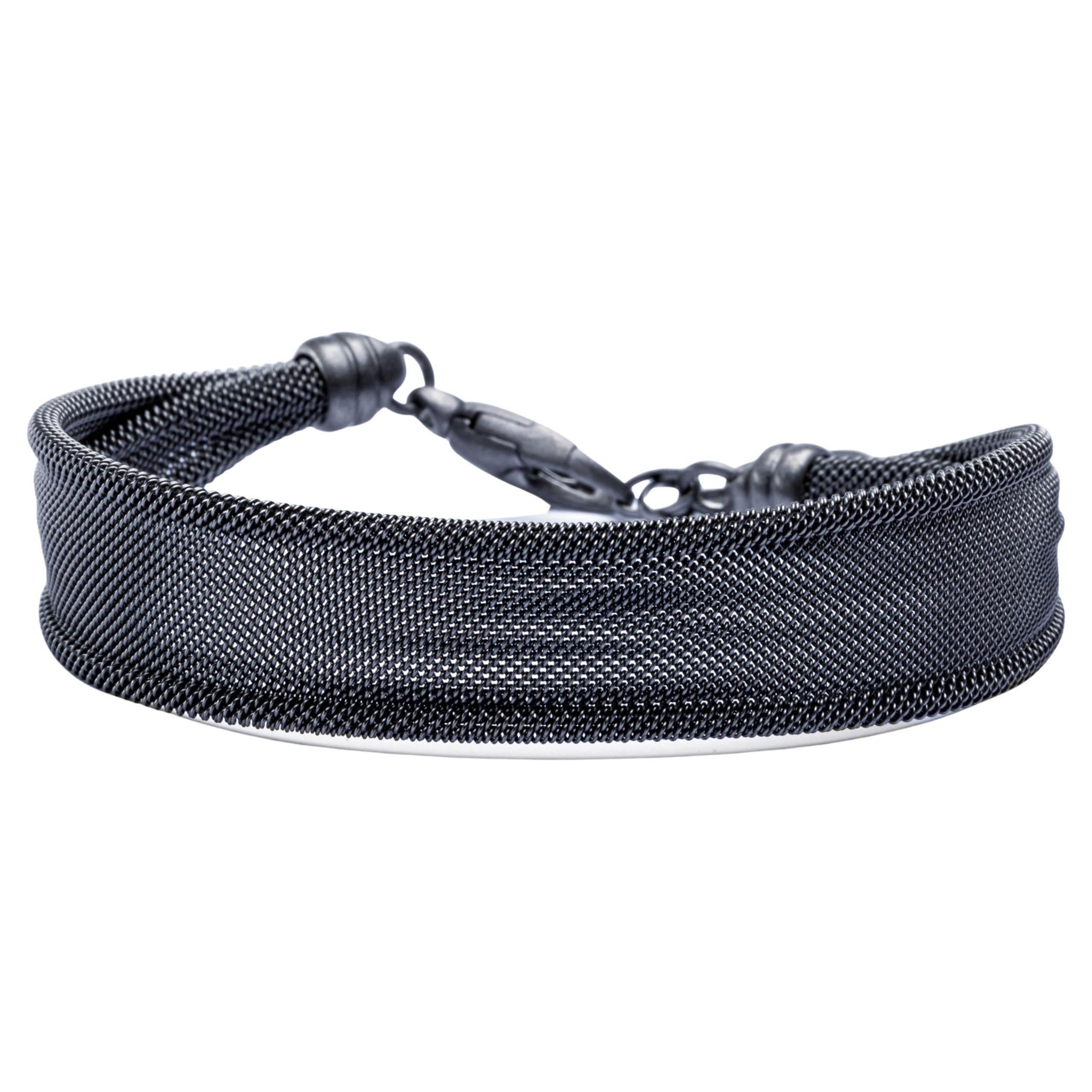 Gewebtes Pliss-Armband aus brüniertem Sterlingsilber von Jona