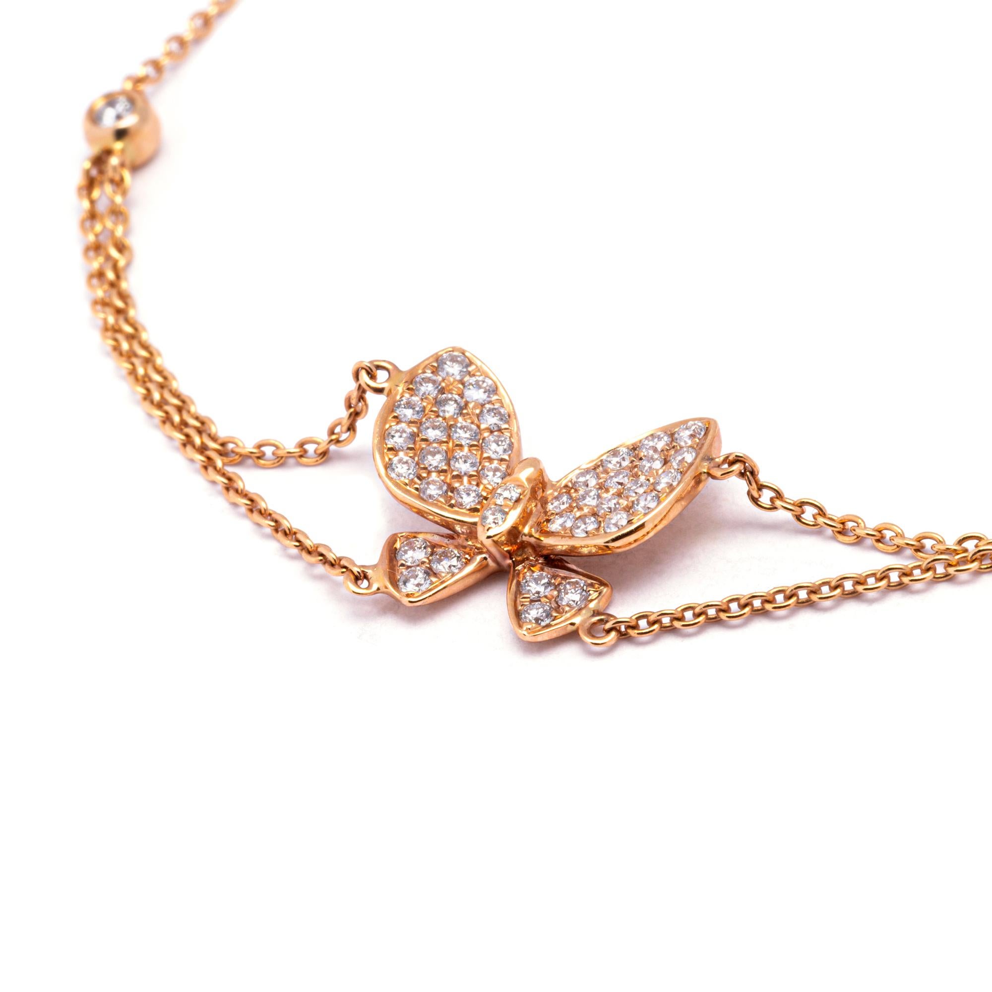 Taille ronde Alex Jona Bracelet papillon en or rose 18 carats et diamants blancs en vente