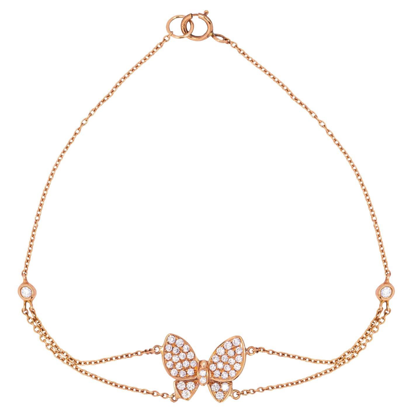Alex Jona Butterfly White Diamond 18 Karat Rose Gold Bracelet