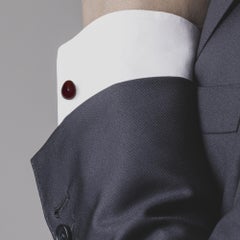 Alex Jona Carnelian Egg Shaped Sterling Silver Cufflinks