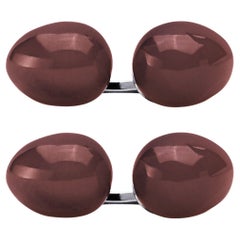 Alex Jona Carnelian Egg Shaped Sterling Silver Cufflinks