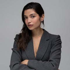 Alex Jona Carved White Jade White Diamond White Gold Pendant Earrings