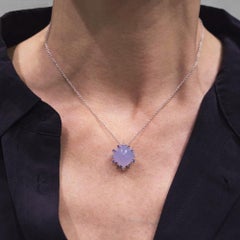 Alex Jona Chalcedony White Diam. Blue Sapphire 18Karat White Gold Pend. Necklace