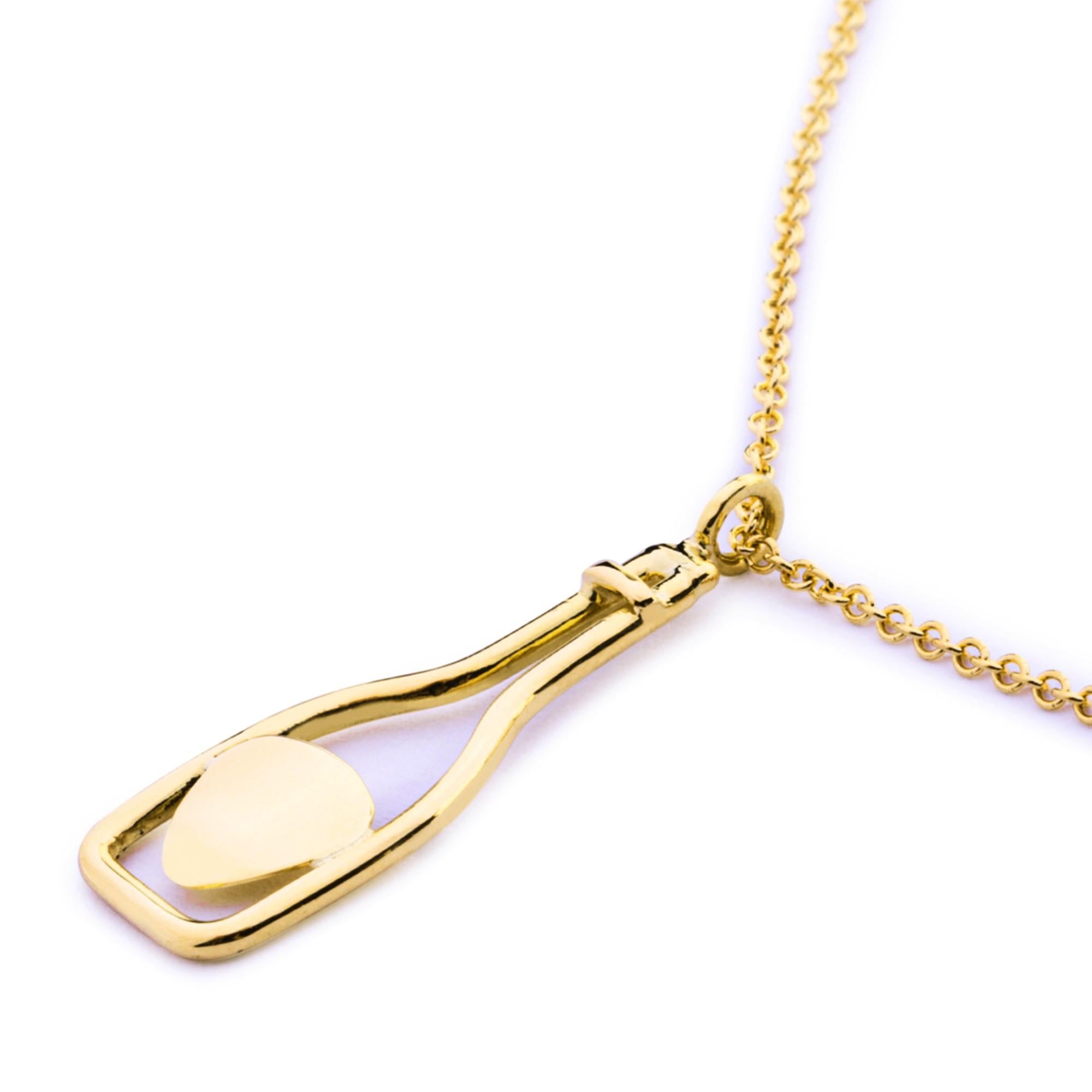 Alex Jona Champagne Bottle 18 Karat Yellow Gold Pendent Necklace In New Condition For Sale In Torino, IT