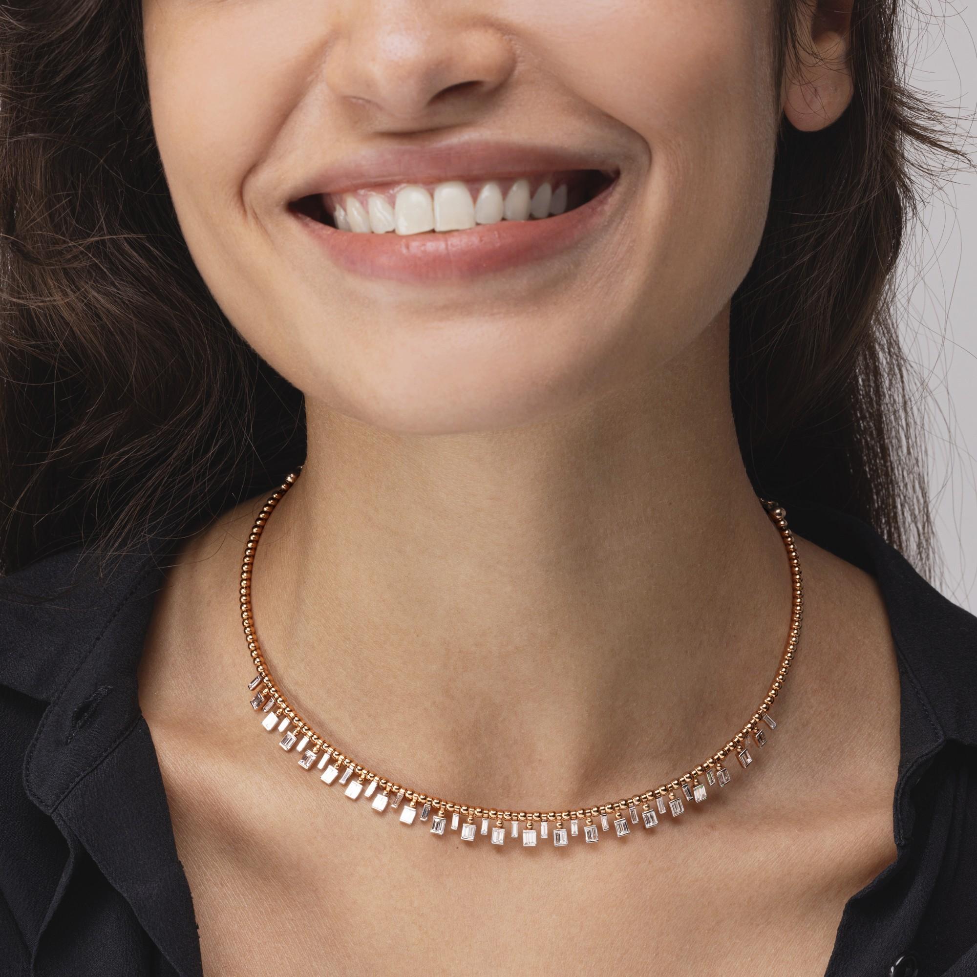 Contemporaneo Alex Jona, collana Chocker in oro rosa 18 carati con diamanti e champagne in vendita