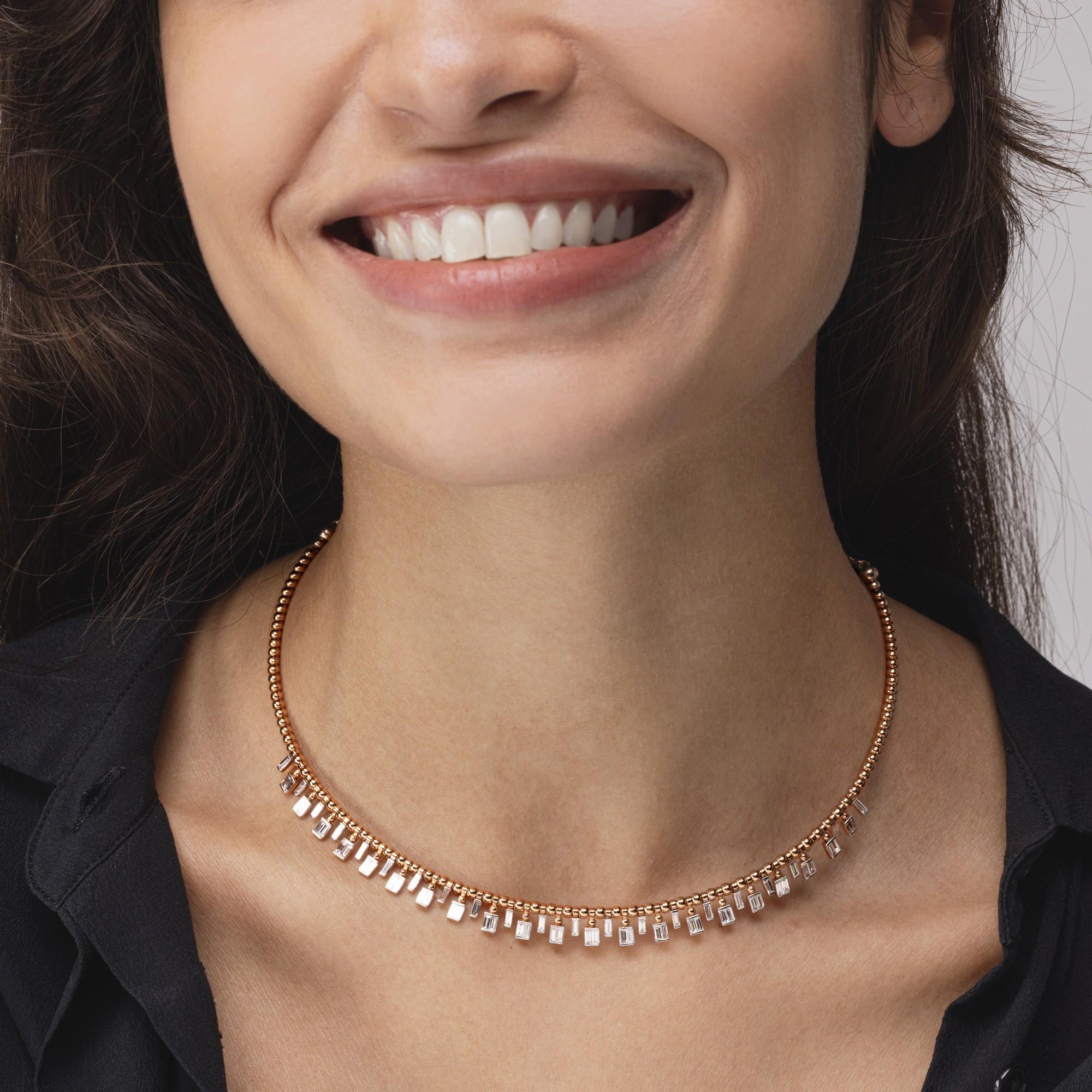 Contemporary Alex Jona Champagne Diamond 18 Karat Rose Gold Chocker Necklace For Sale