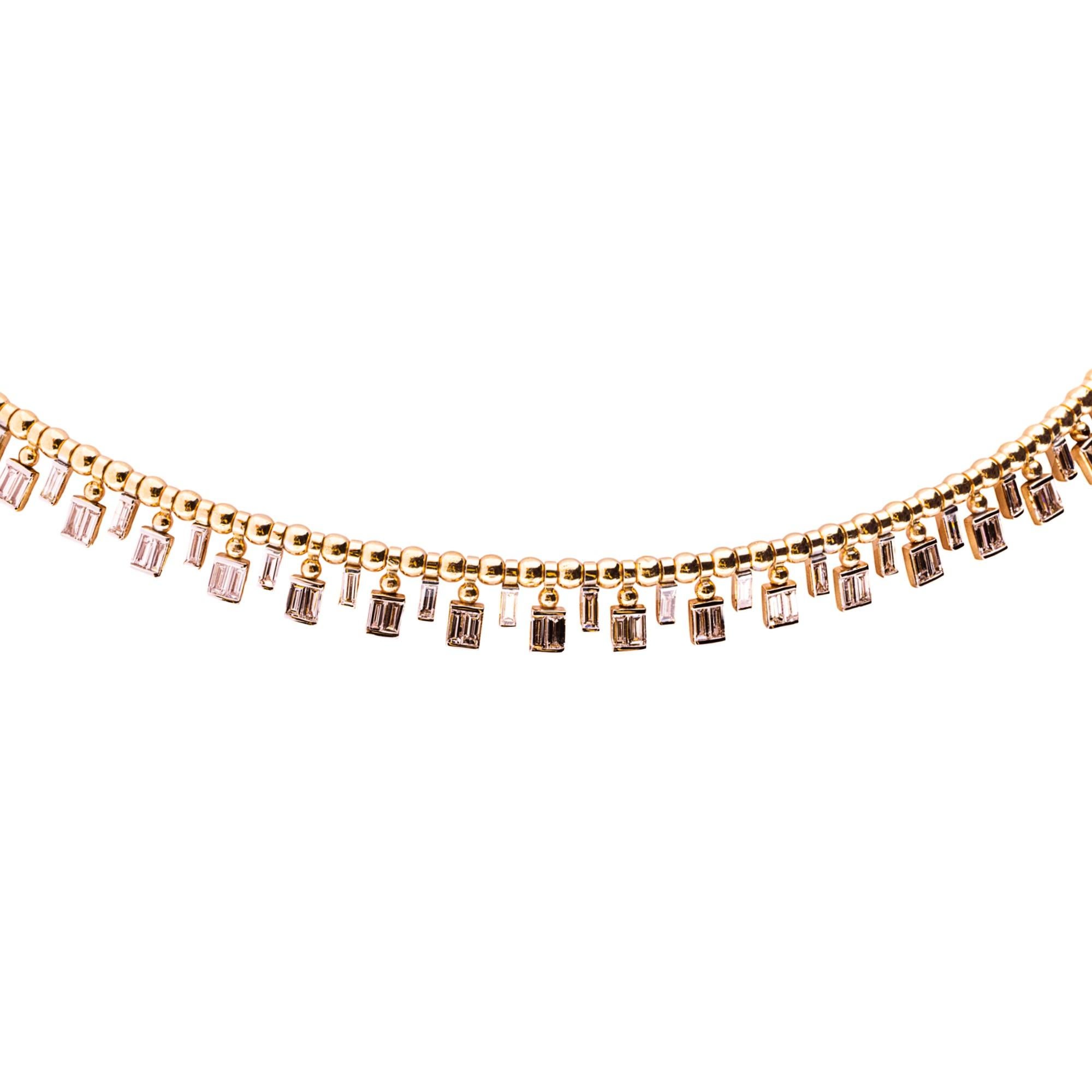 Alex Jona Champagner-Diamant-Halskette aus 18 Karat Roségold Chocker (Rundschliff) im Angebot