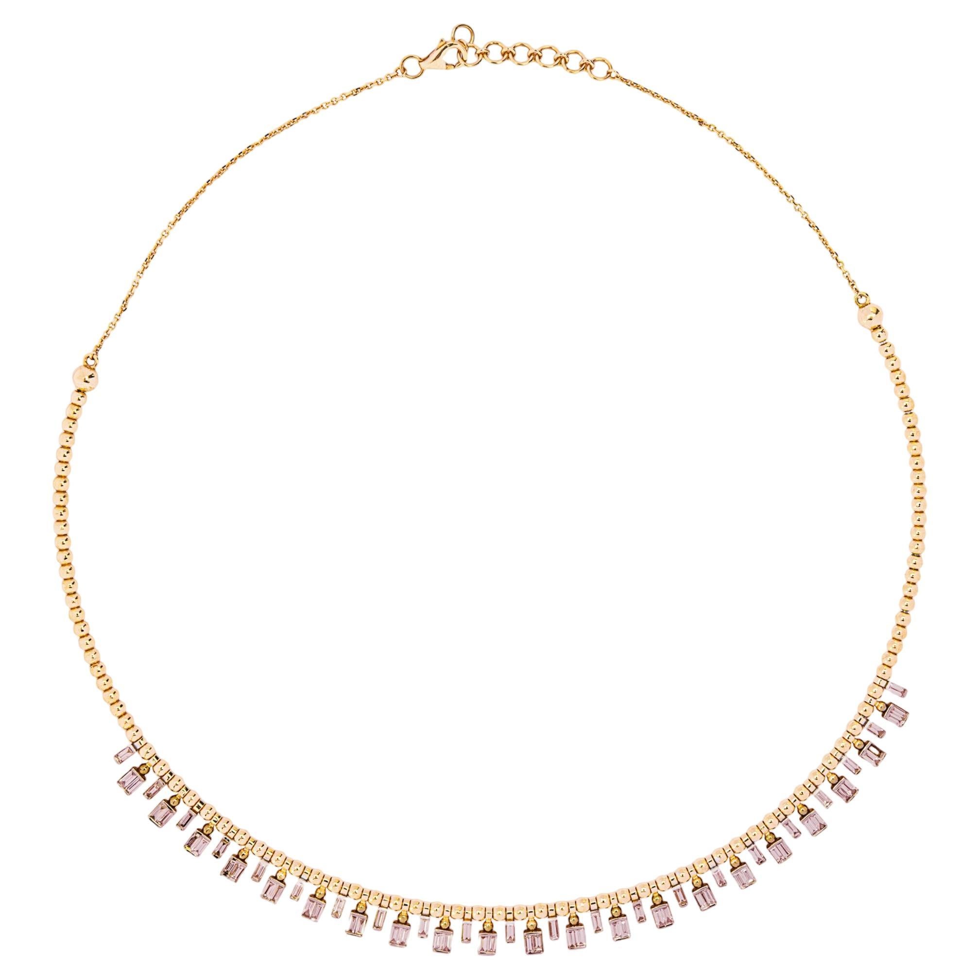 Alex Jona Champagne Diamond 18 Karat Rose Gold Chocker Necklace For Sale
