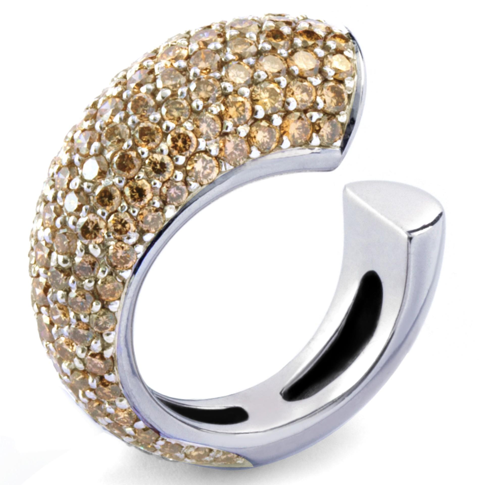 Alex Jona Champagne Diamond White Gold Pinky Ring For Sale