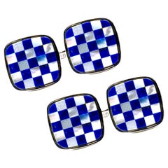 Alex Jona Chequer Lapis Lazuli Sterling Silver Cufflinks