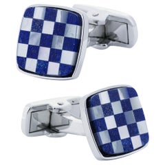 Alex Jona Chequer Lapis Lazuli Sterling Silver Cufflinks