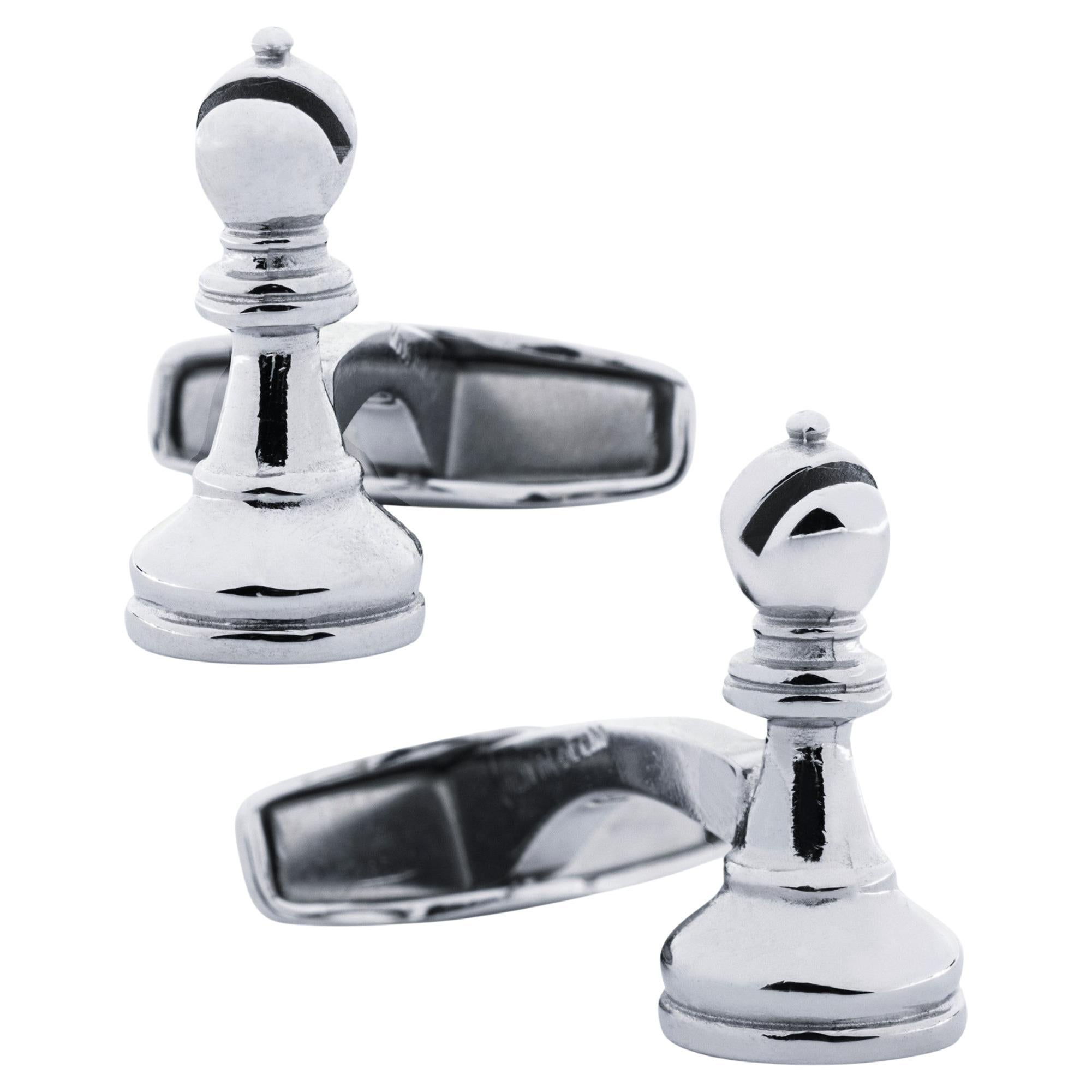 Alex Jona Chess Bishop Sterling Silver Cufflinks For Sale