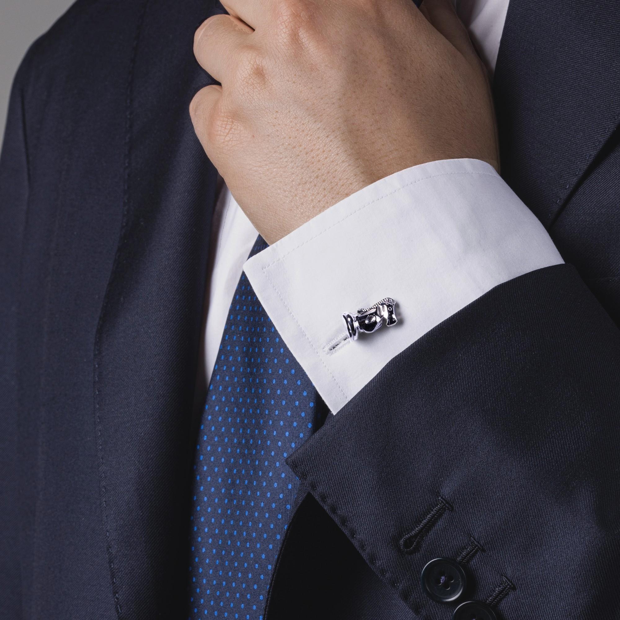 Alex Jona Chess Knight & Bishop Sterling Silver Cufflinks For Sale 1