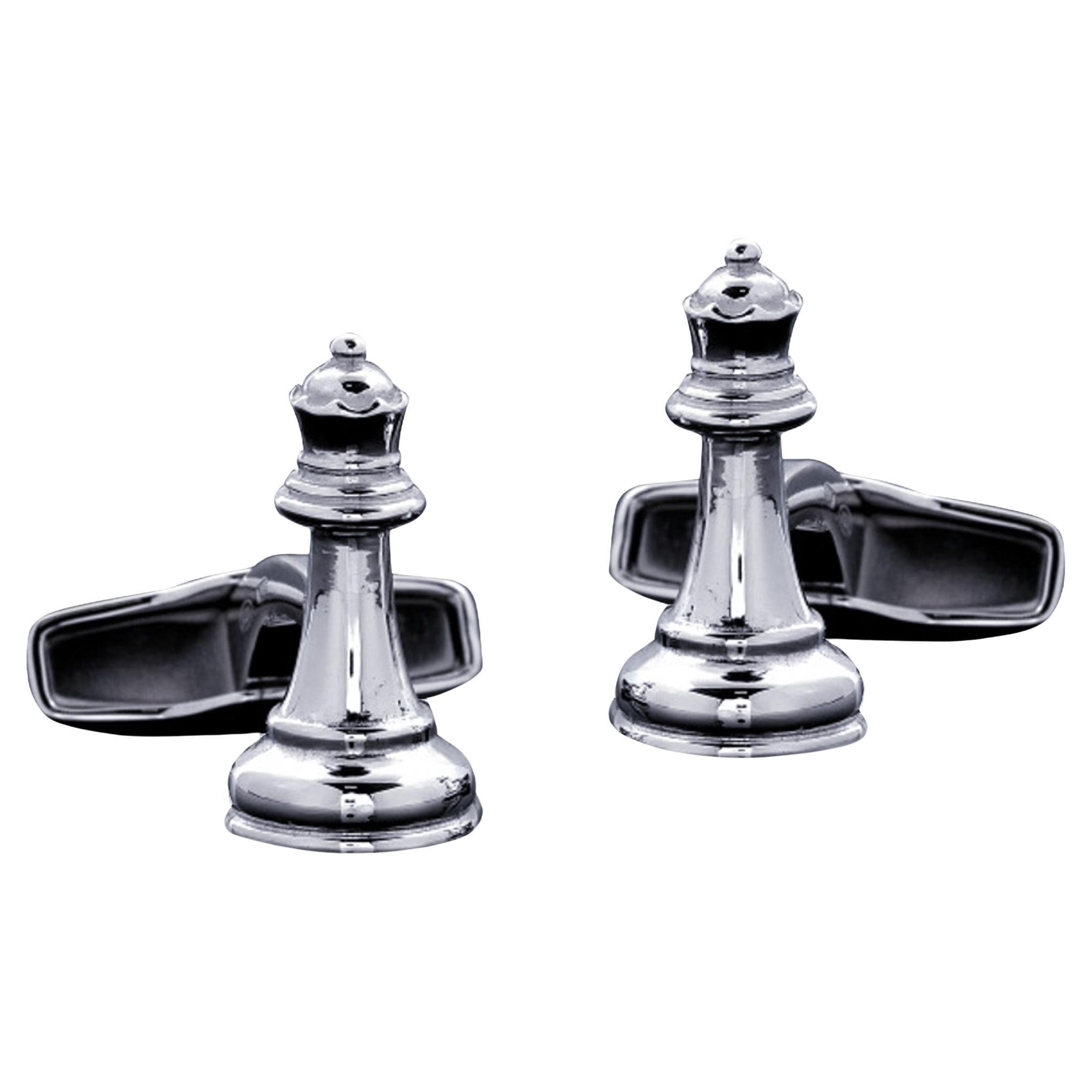 Manschettenknöpfe aus Sterlingsilber von Alex Jona Chess Queen im Angebot