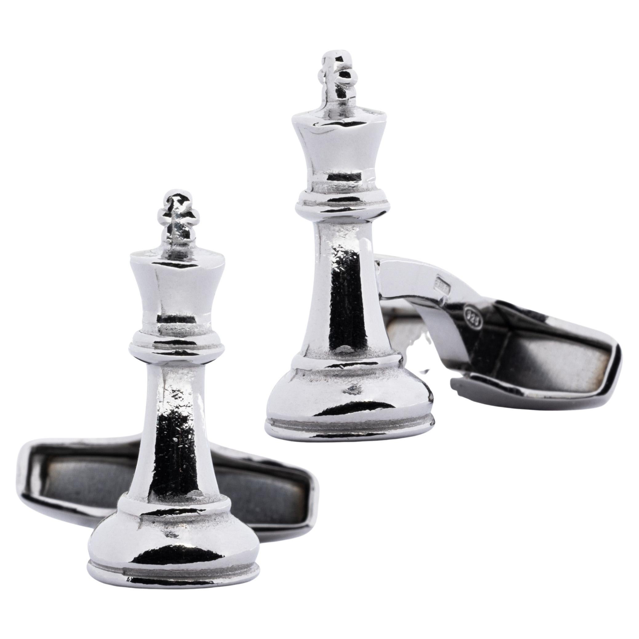 Alex Jona Chess King Sterling Silver Cufflinks For Sale