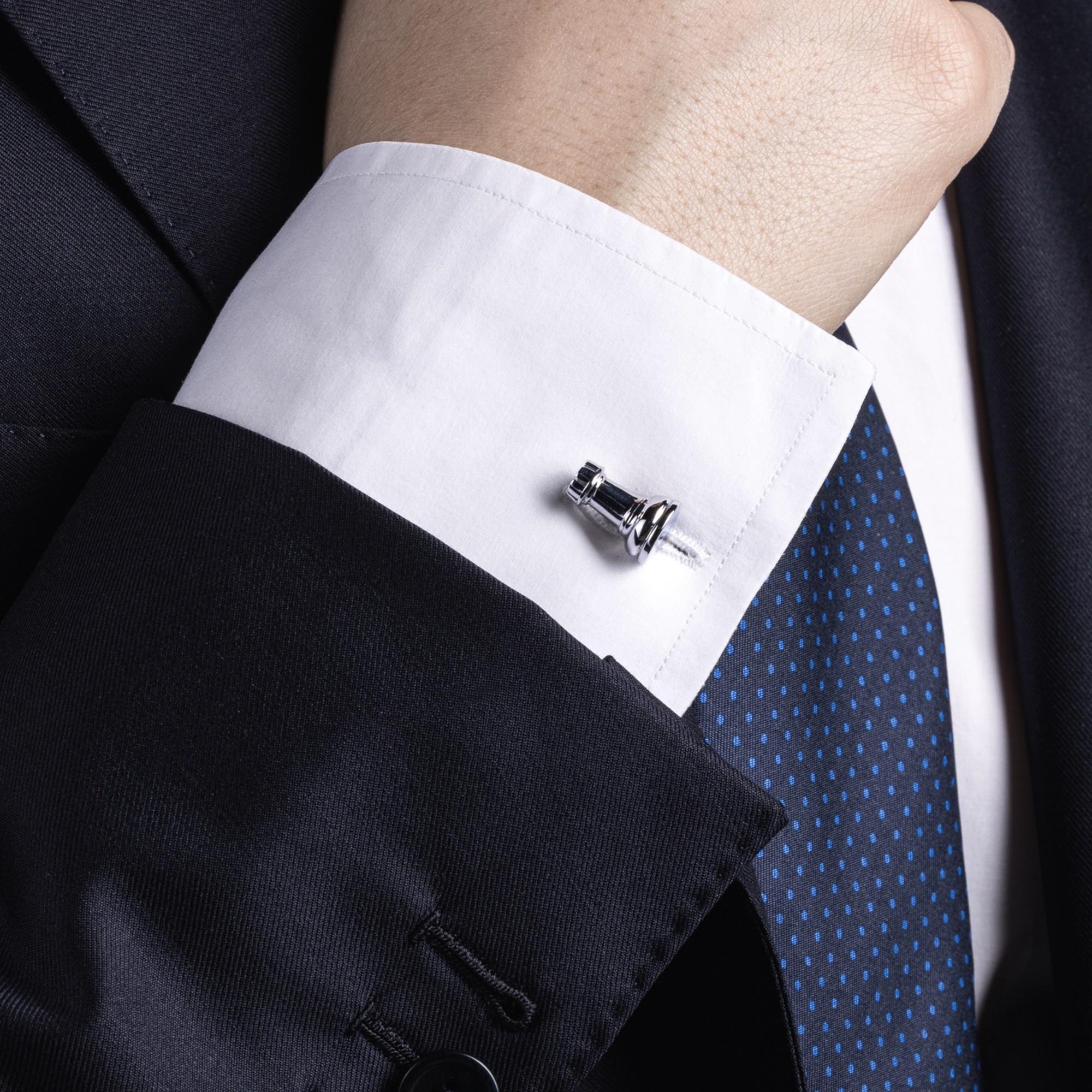 Women's or Men's Alex Jona Chess Tower & Bishop Sterling Silver Cufflinks For Sale