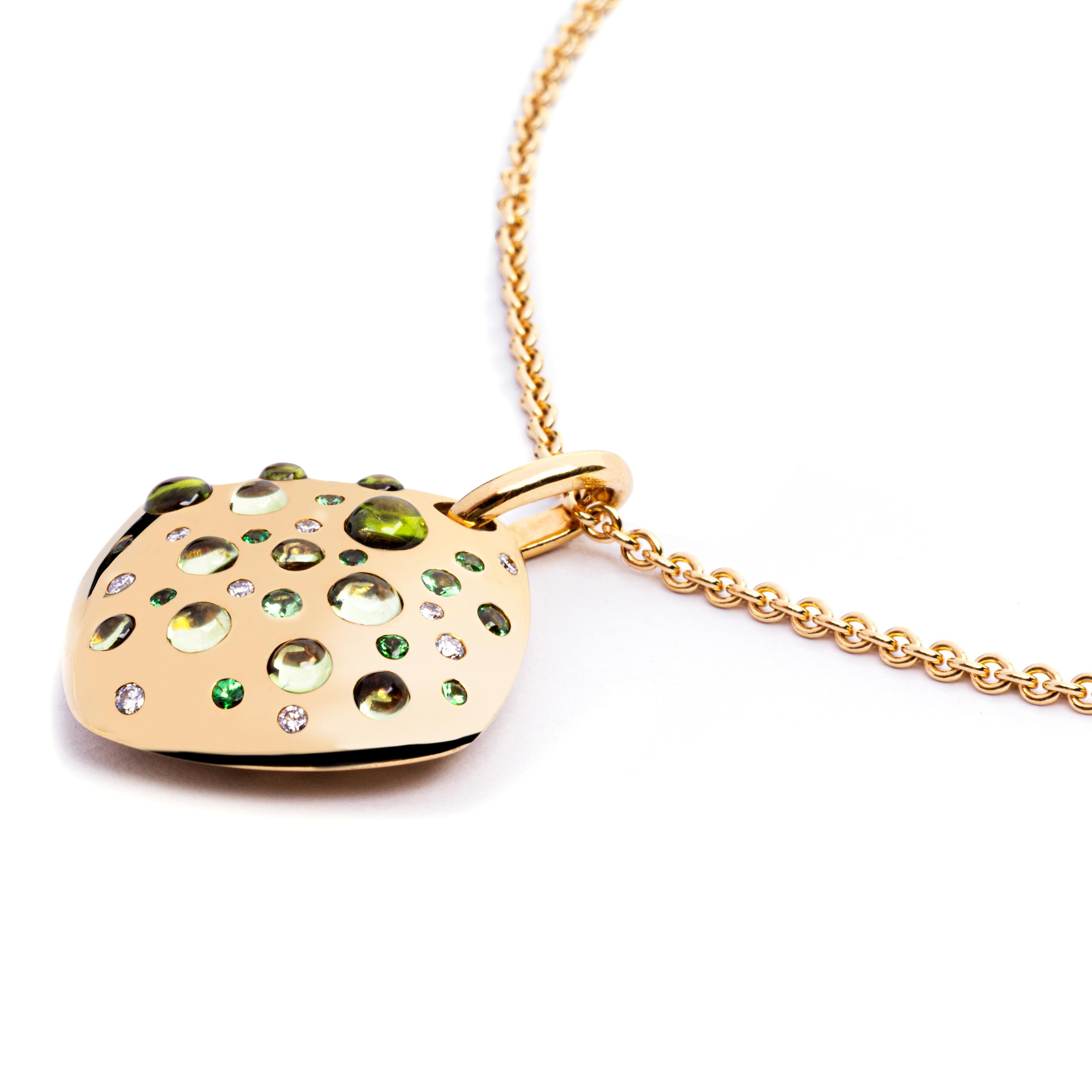 Kissenanhänger aus 18 Karat Gelbgold mit Citrin, Tsavorit und Diamant im Angebot 1