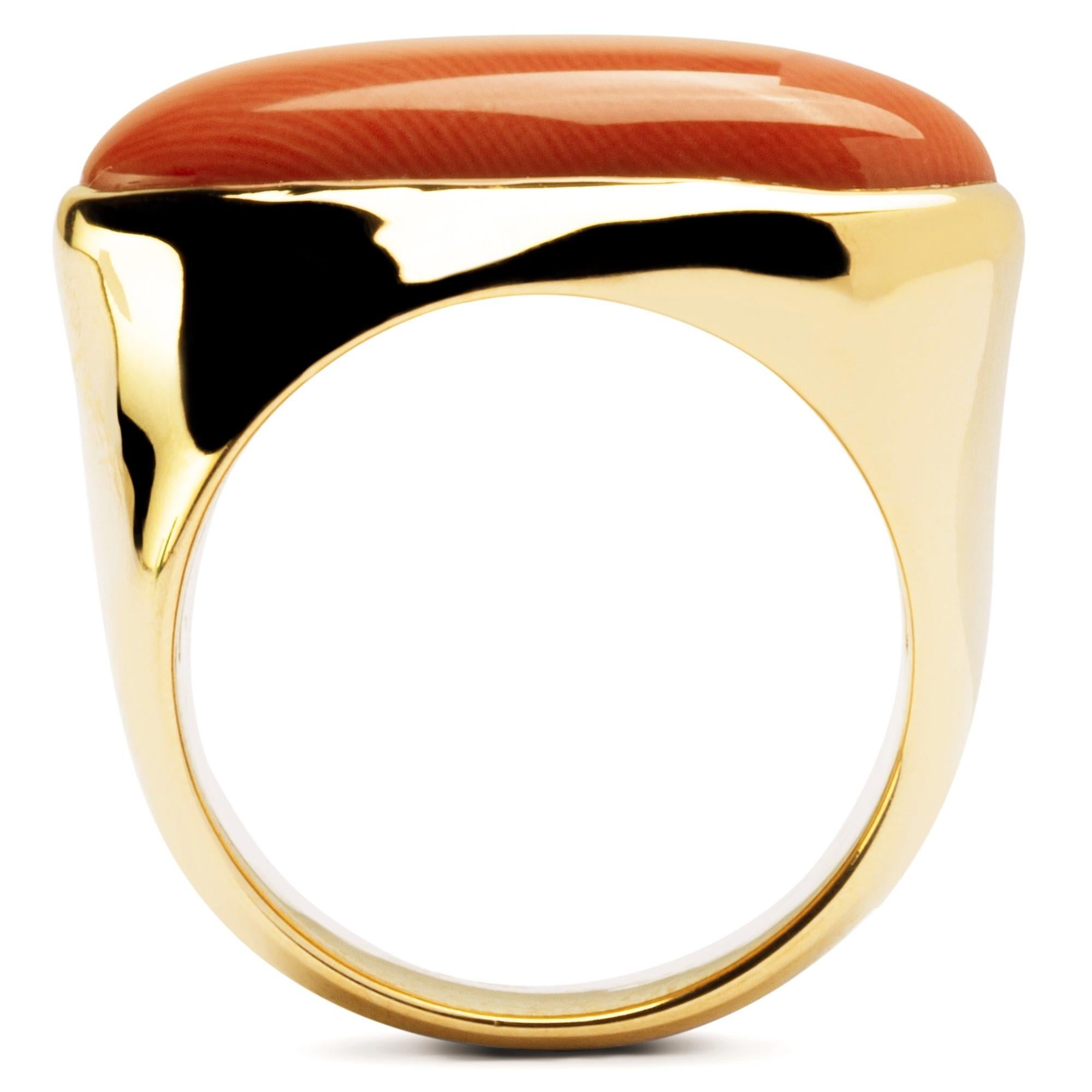 Women's Alex Jona Coral 18 Karat Yellow Gold Band Ring For Sale