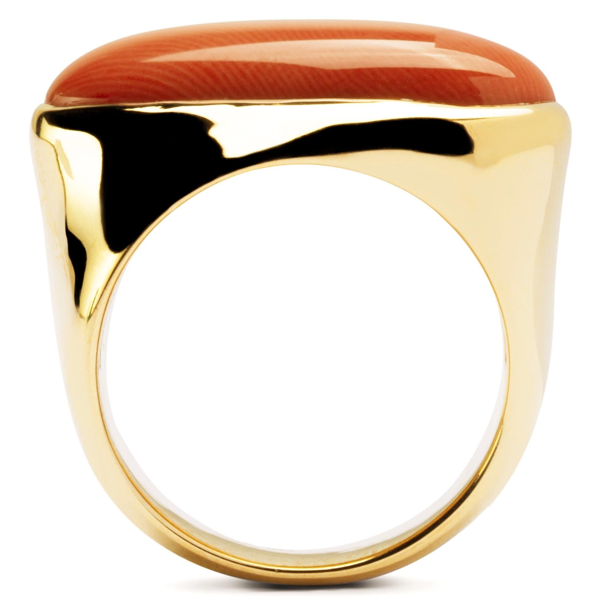 Alex Jona Coral 18 Karat Yellow Gold Band Ring For Sale 1