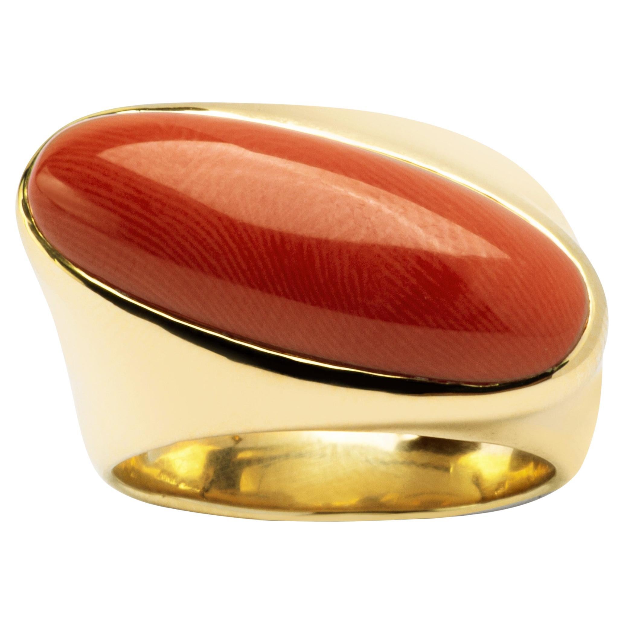 Alex Jona Coral 18 Karat Yellow Gold Band Ring