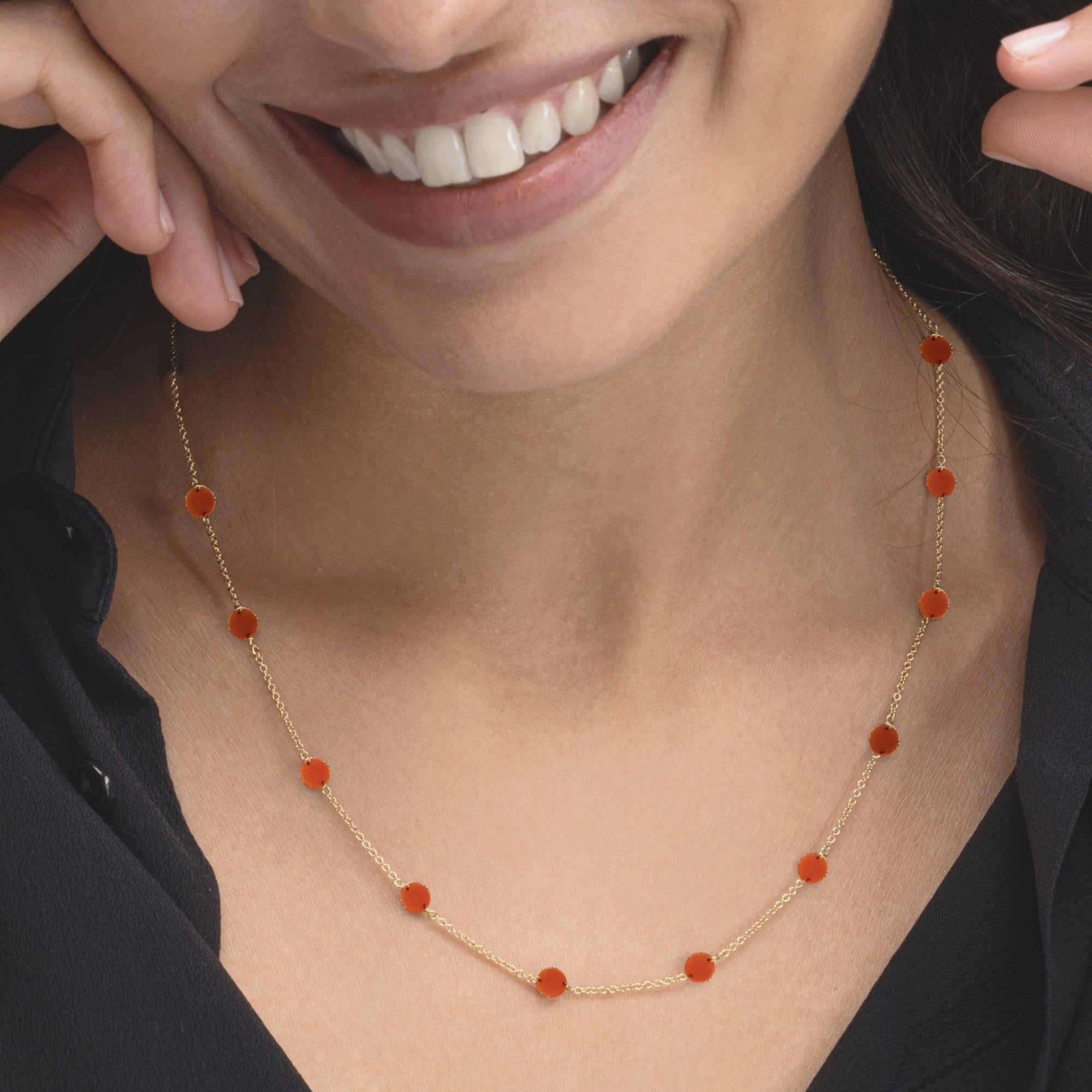Alex Jona Coral 18 Karat Yellow Gold Chain Necklace In Fair Condition For Sale In Lugano, CH