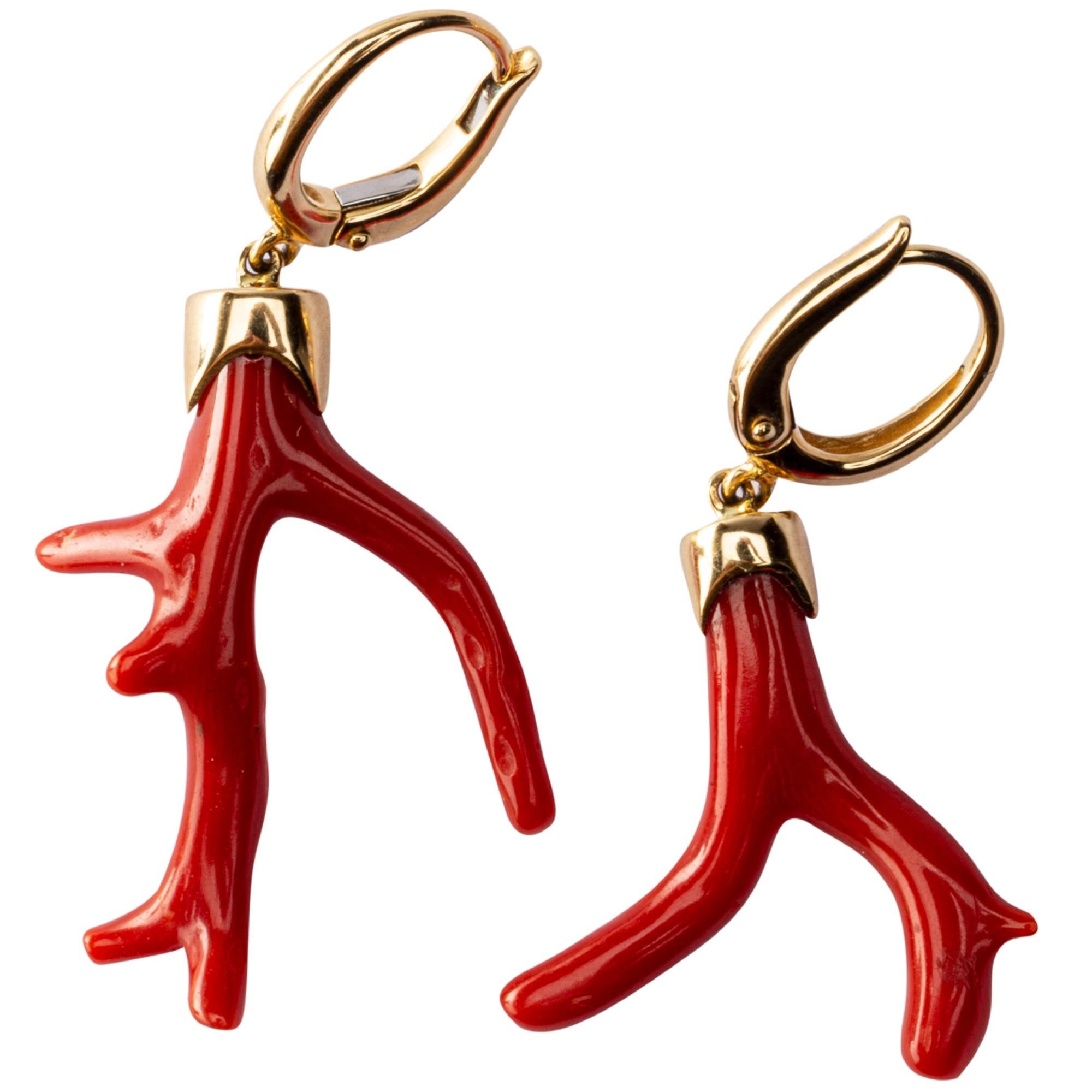 coral branch earrings