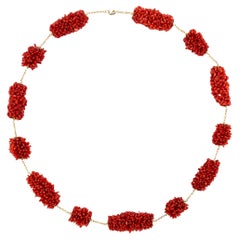 Alex Jona Coral Pompon 18 Karat Yellow Gold Necklace