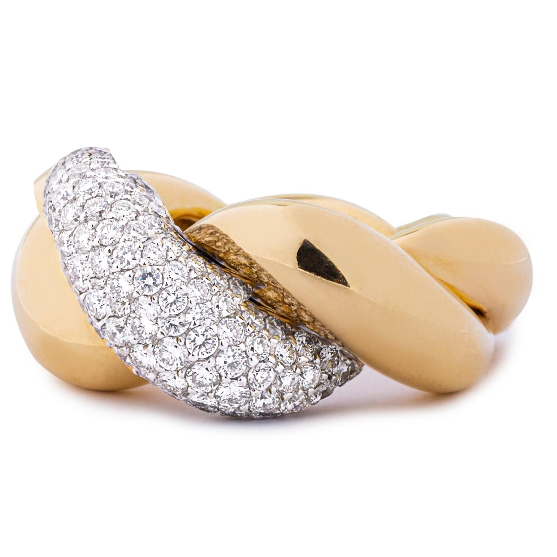 Alex Jona Corda Weißer Diamant 18 Karat Gelbgold Cocktail-Ring im Zustand „Neu“ in Lugano, CH