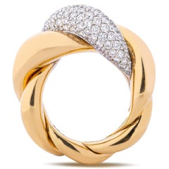 Alex Jona Corda White Diamond 18 Karat Yellow Gold Cocktail Ring