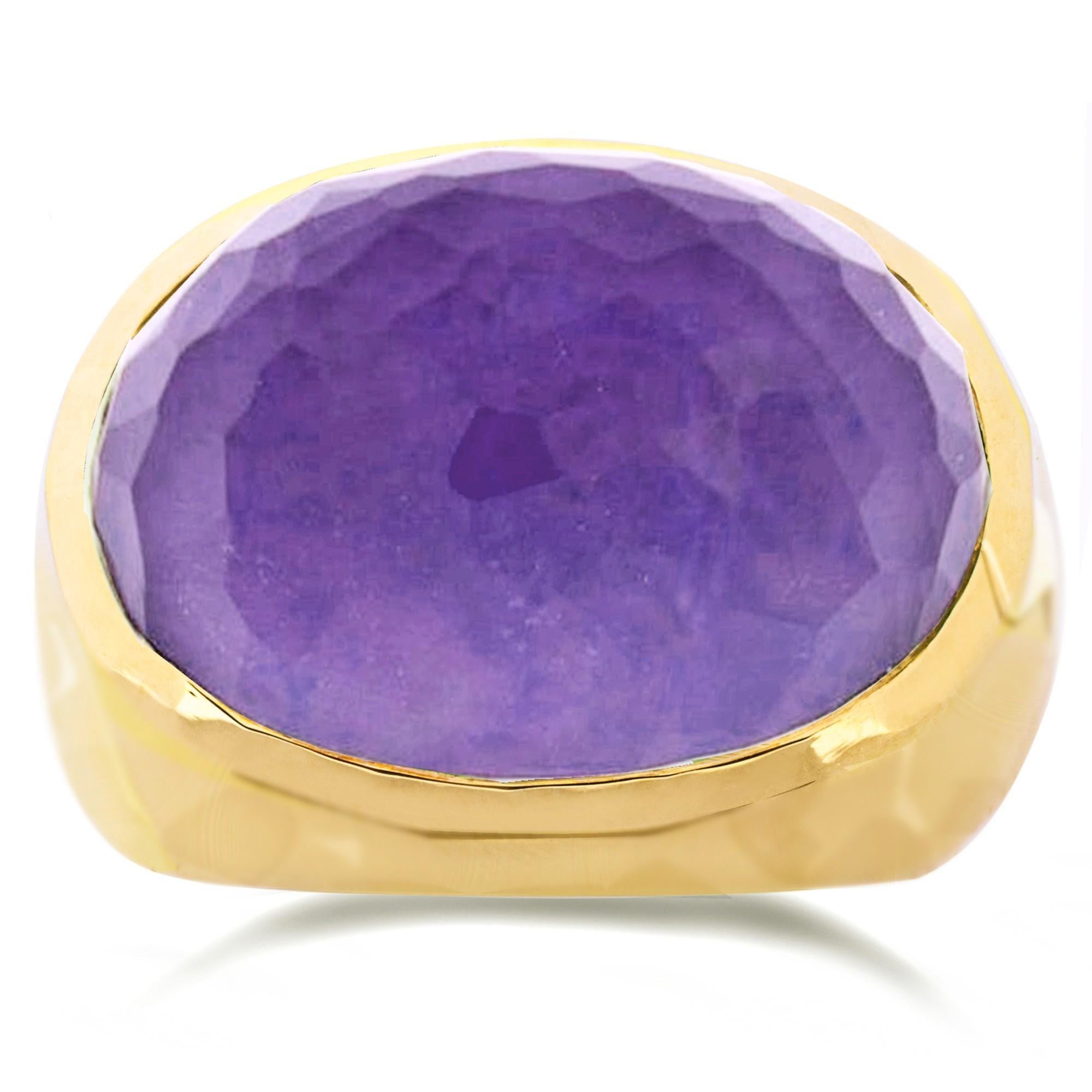 Taille rose Alex Jona Bague à dôme en or jaune 18 carats avec améthyste taille folle en vente
