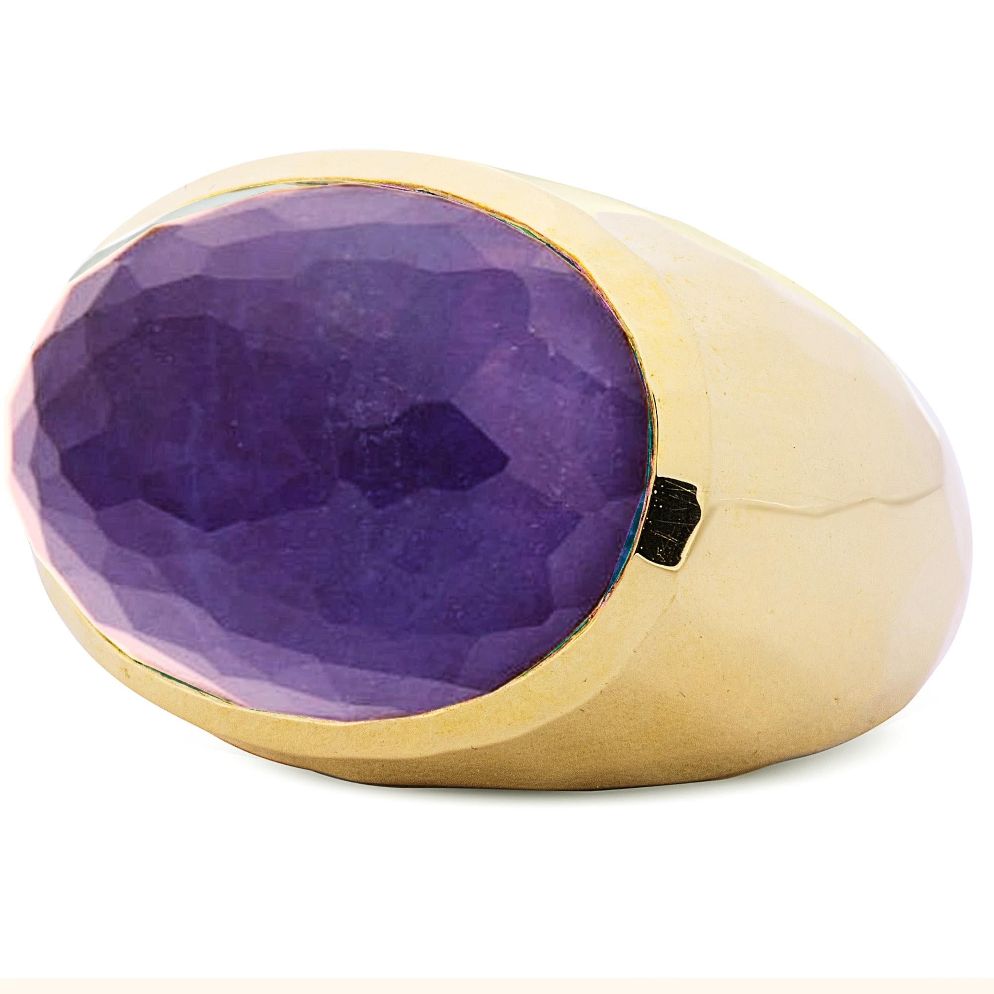 Alex Jona Bague à dôme en or jaune 18 carats avec améthyste taille folle Neuf - En vente à Lugano, CH