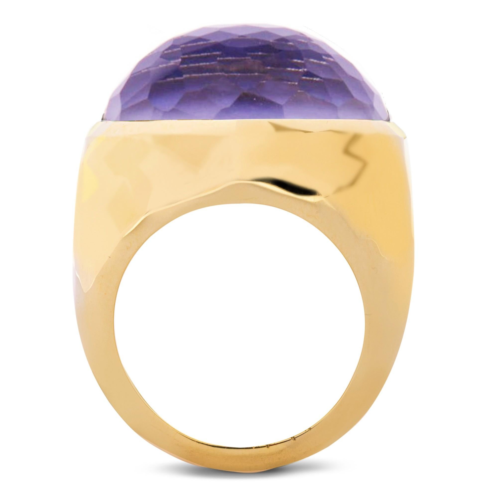 Alex Jona Bague à dôme en or jaune 18 carats avec améthyste taille folle en vente 1