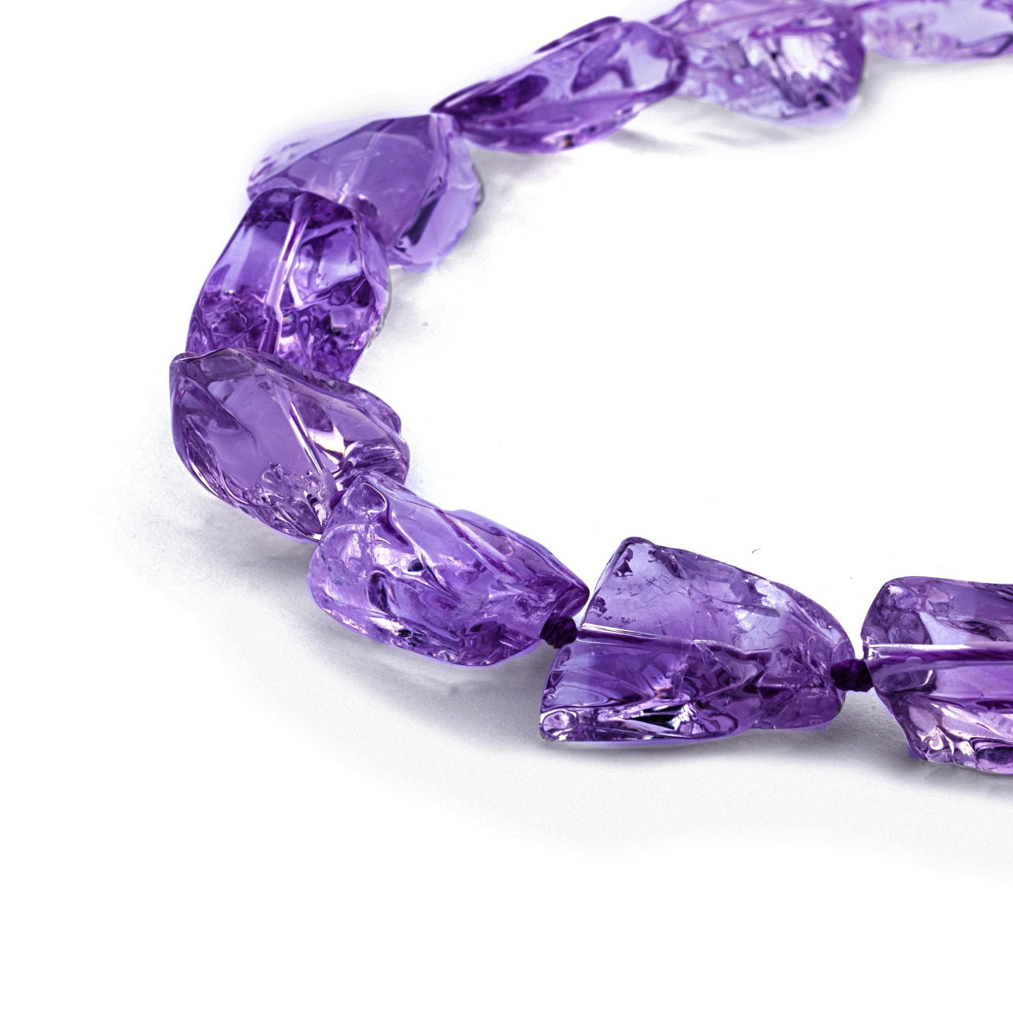 Uncut Alex Jona Crazy Cut Intense Purple Amethyst Necklace For Sale