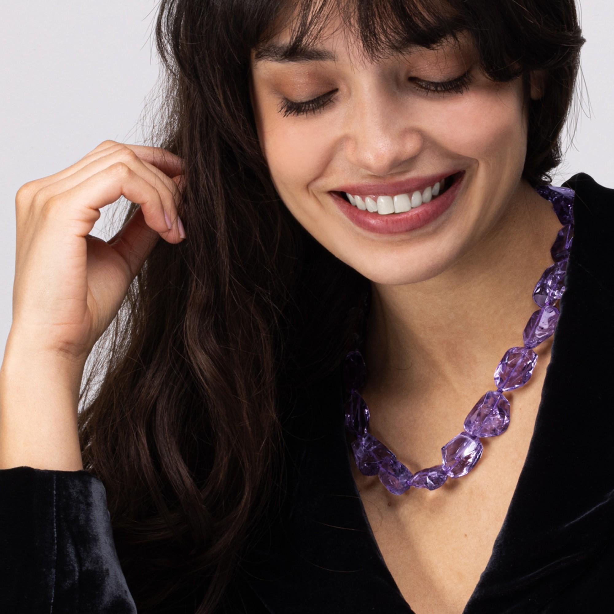 Alex Jona Crazy Cut Intense Purple Amethyst Necklace In New Condition For Sale In Torino, IT