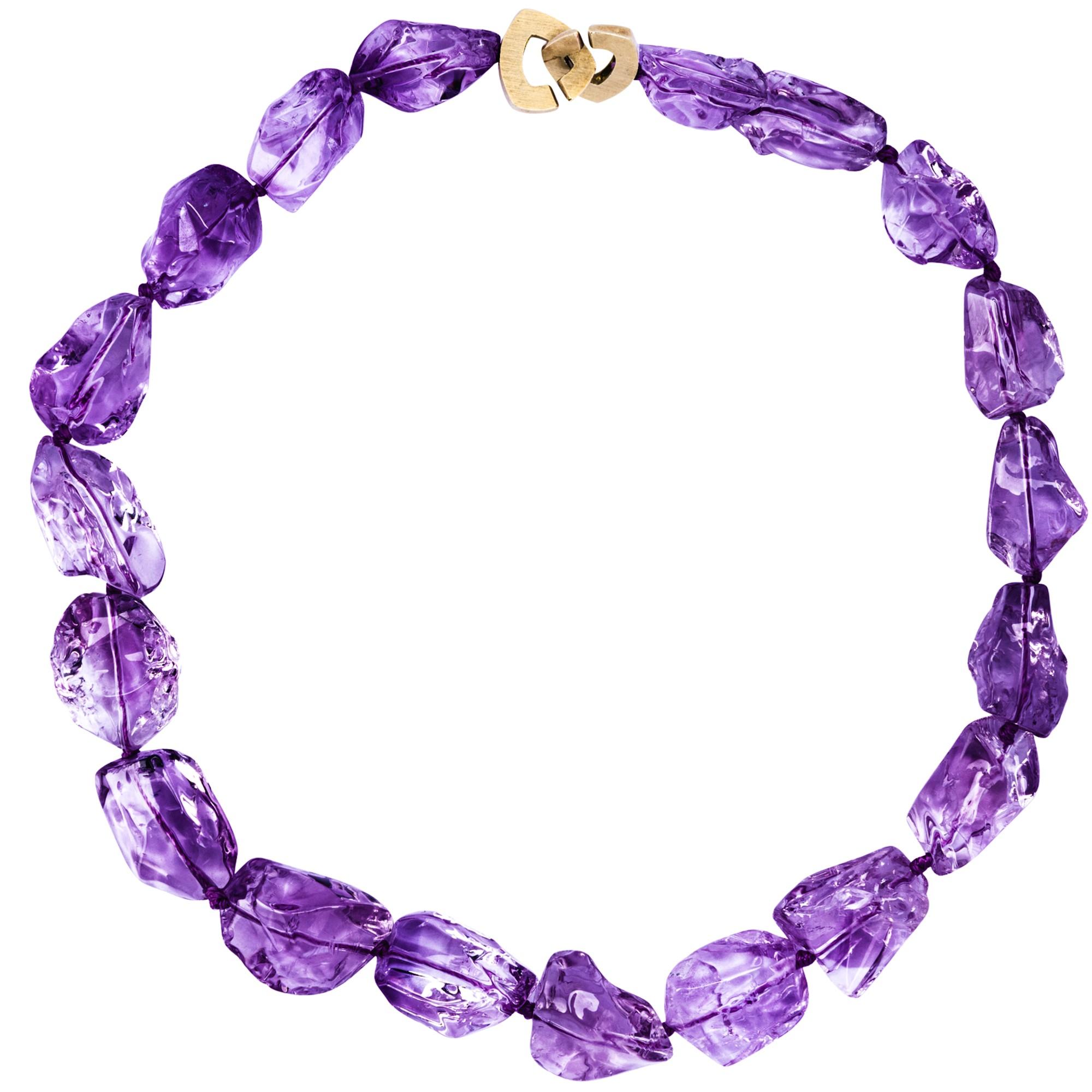 Alex Jona Crazy Cut Intense Purple Amethyst Necklace For Sale