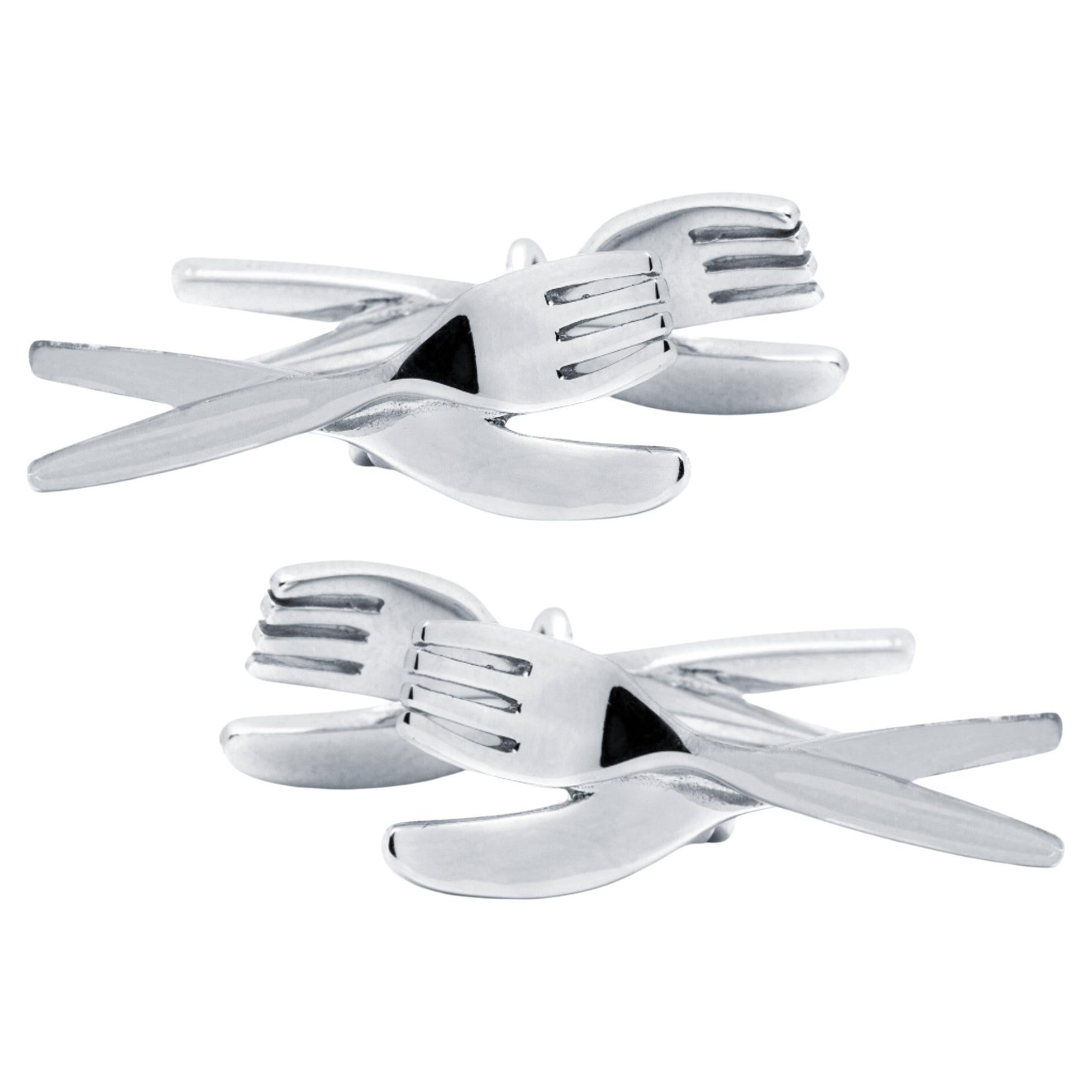 Alex Jona Cutlery Sterling Silver Cufflinks For Sale