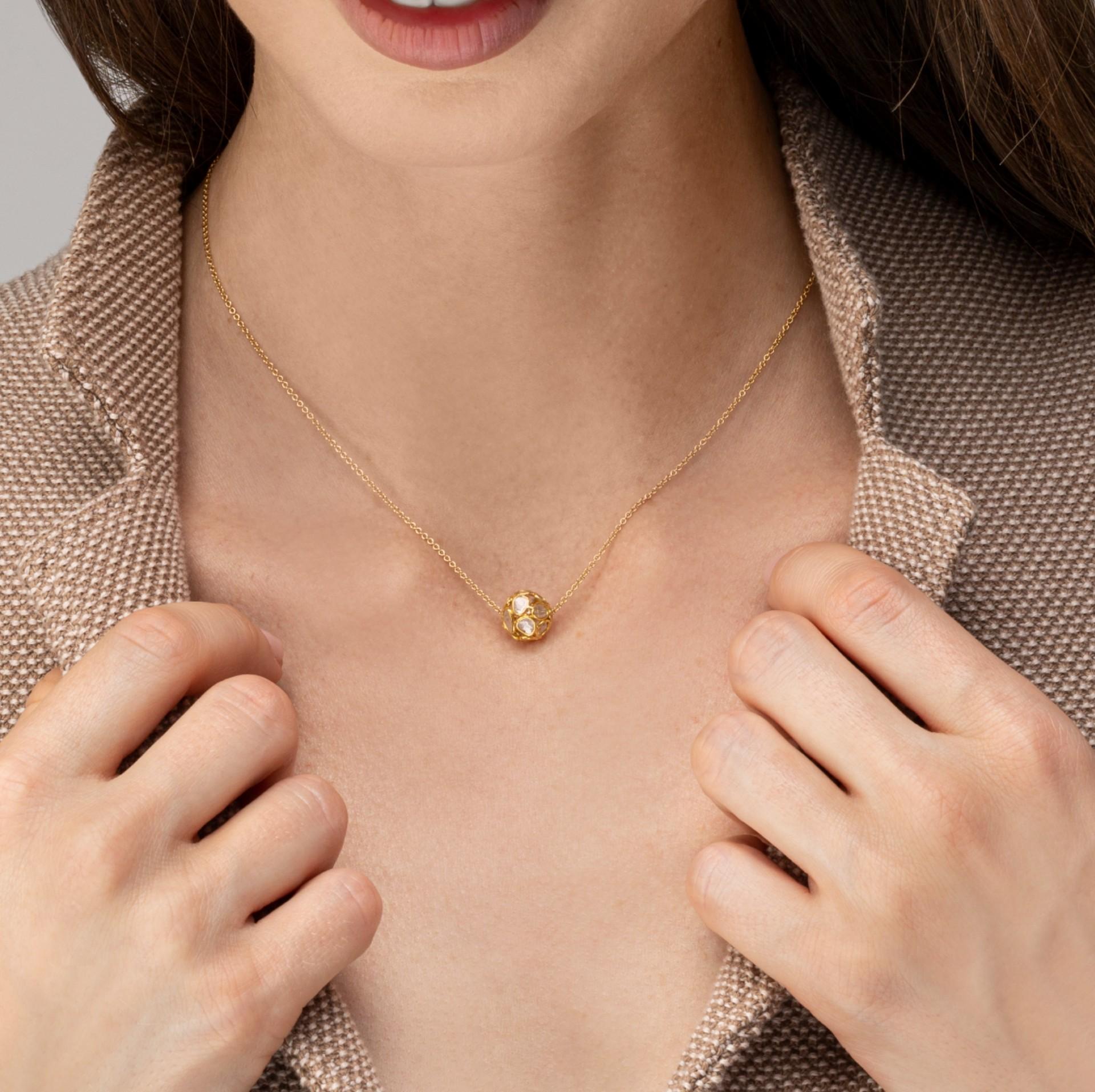 Alex Jona, collier en or jaune 18 carats avec perles en forme de tranches de diamants Unisexe en vente