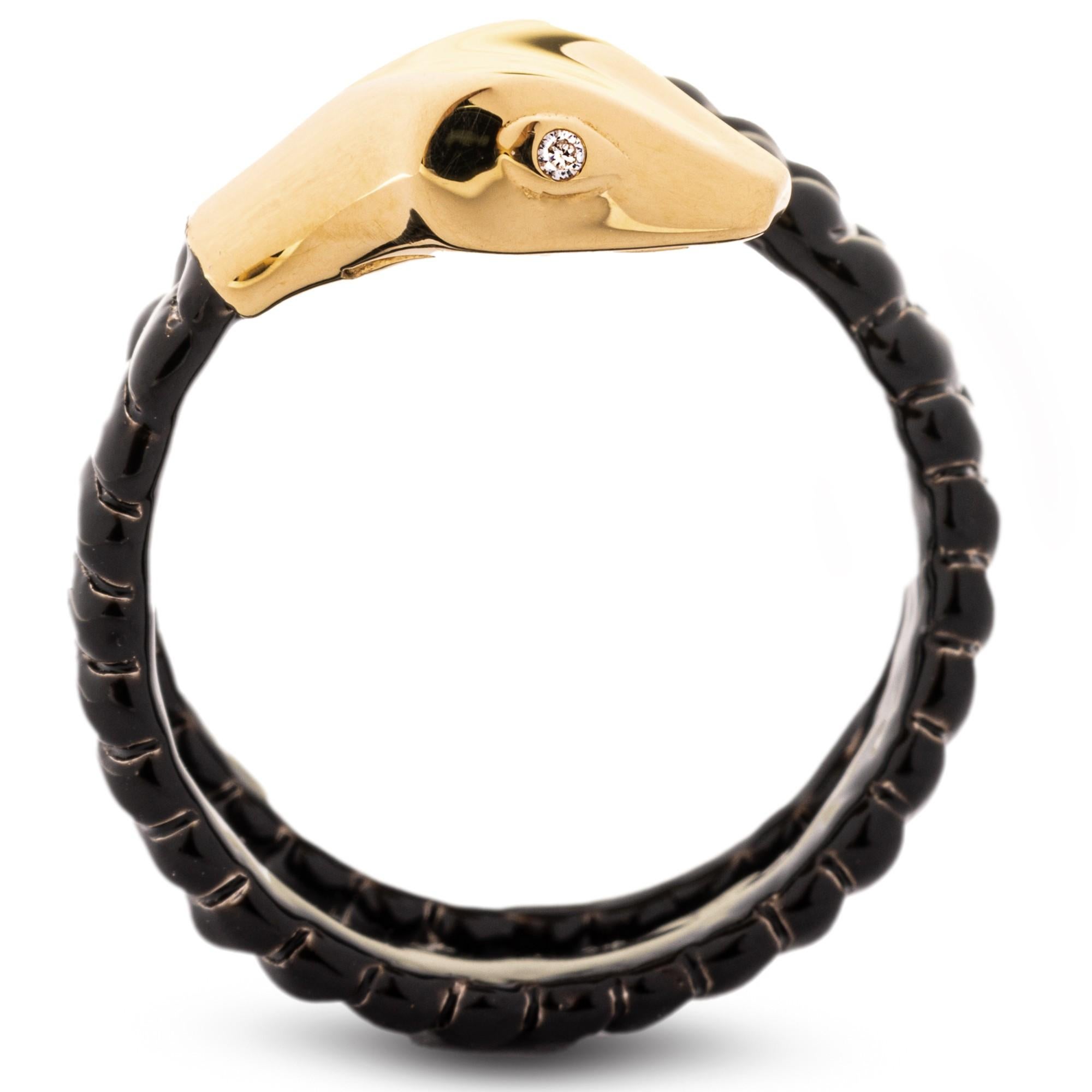 Alex Jona Anillo de serpiente de oro amarillo y plata en espiral en venta 1