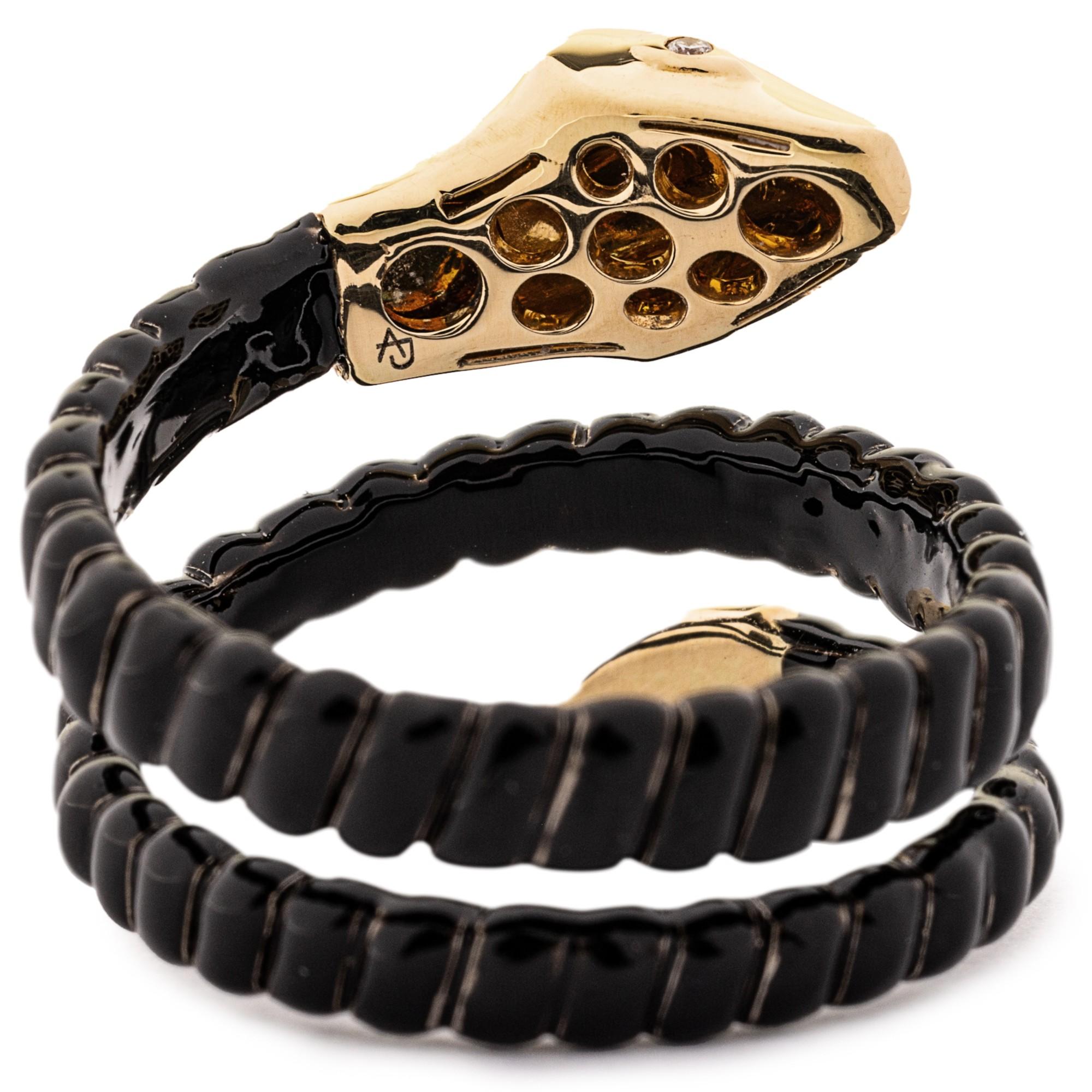 Alex Jona Anillo de serpiente de oro amarillo y plata en espiral en venta 2