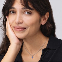 Alex Jona Drop Blue Sapphire 18 Karat White Gold Necklace
