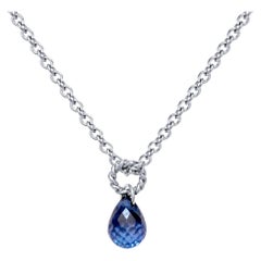 Alex Jona Drop Blue Sapphire 18 Karat White Gold Necklace