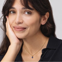 Alex Jona Drop Blue Sapphire 18 Karat Yellow Gold Necklace