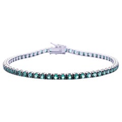  Alex Jona Emerald 18 Karat White Gold Tennis Bracelet