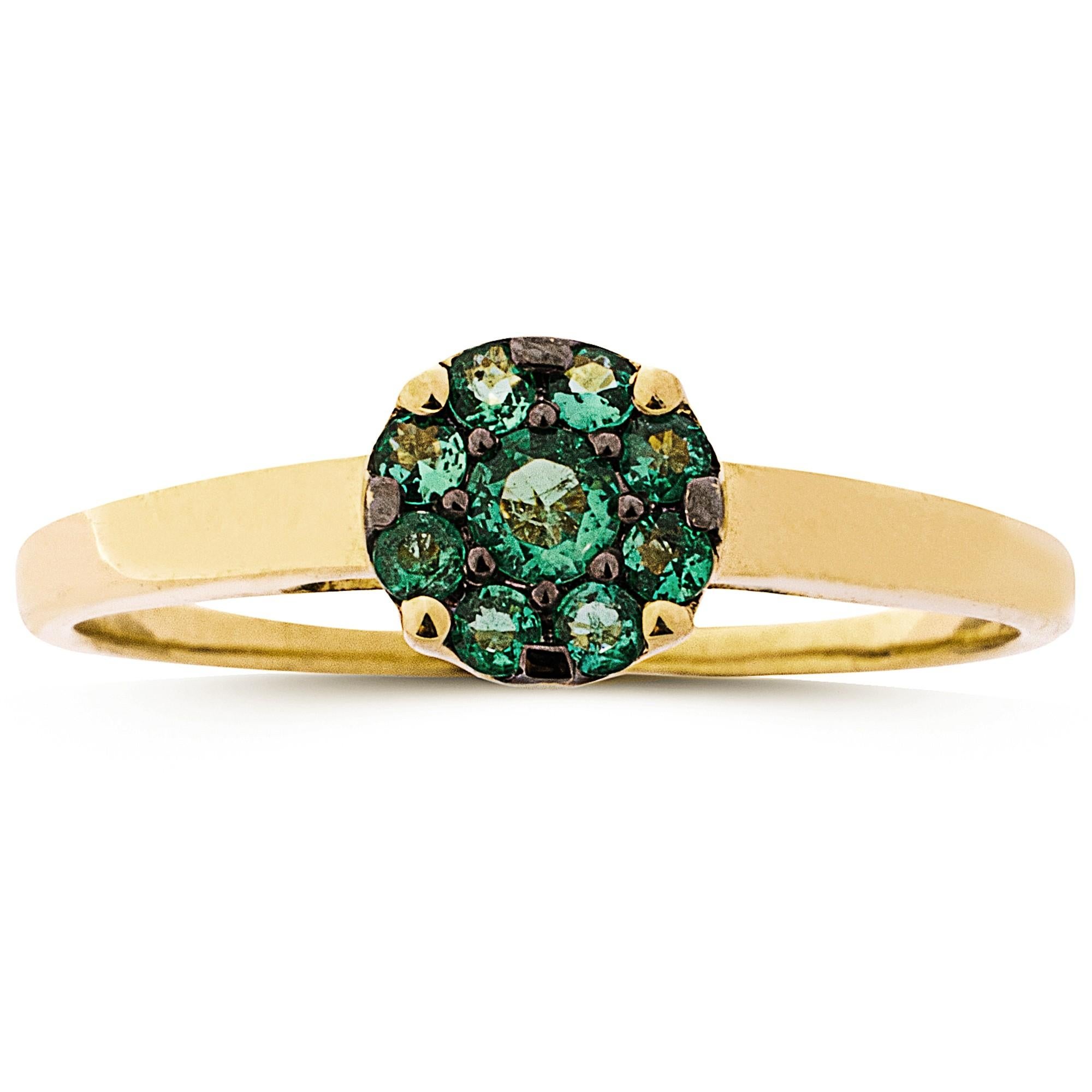 Contemporain Alex Jona, bague grappe en or jaune 18 carats avec émeraude en vente