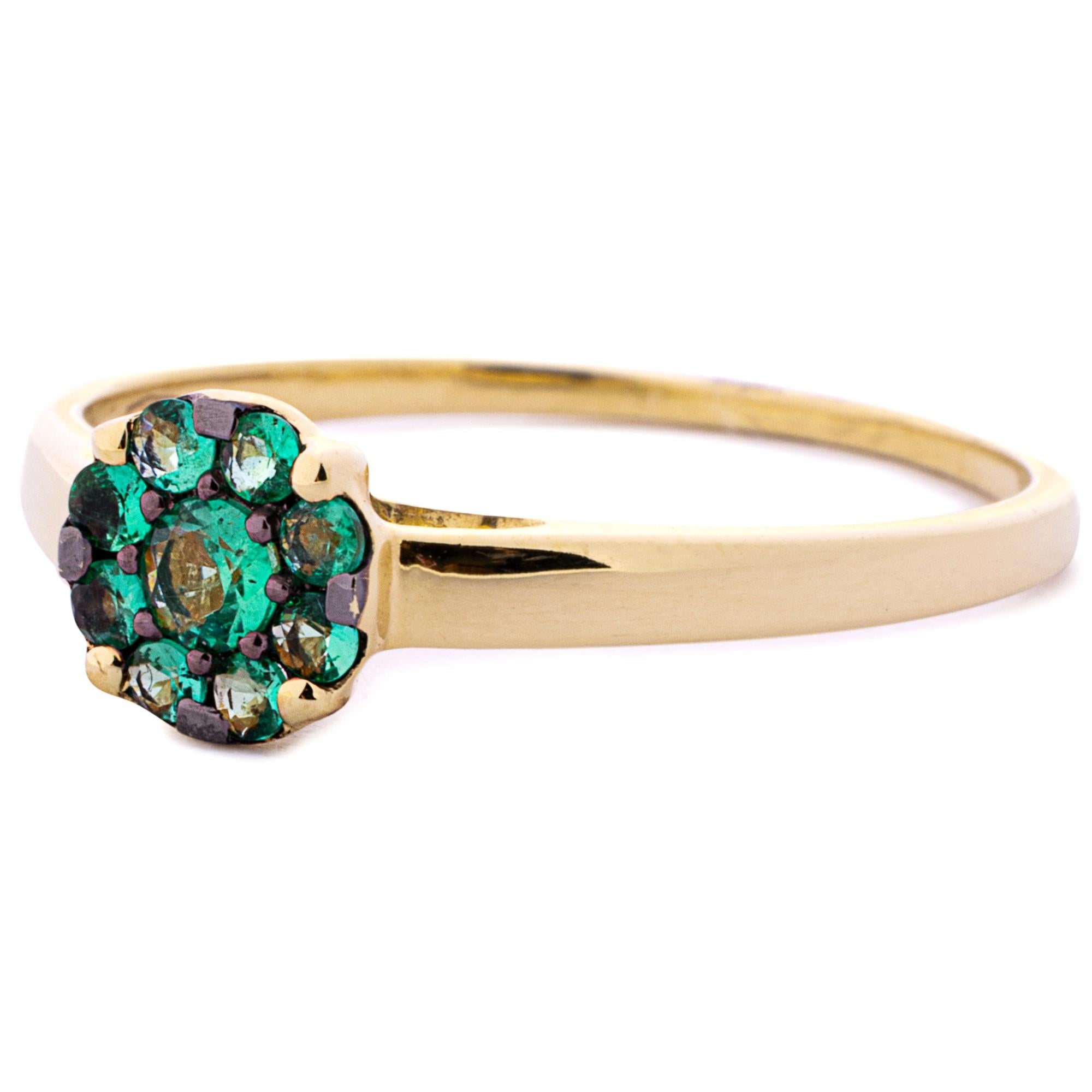 Contemporary Alex Jona Emerald 18 Karat Yellow Gold Cluster Ring For Sale