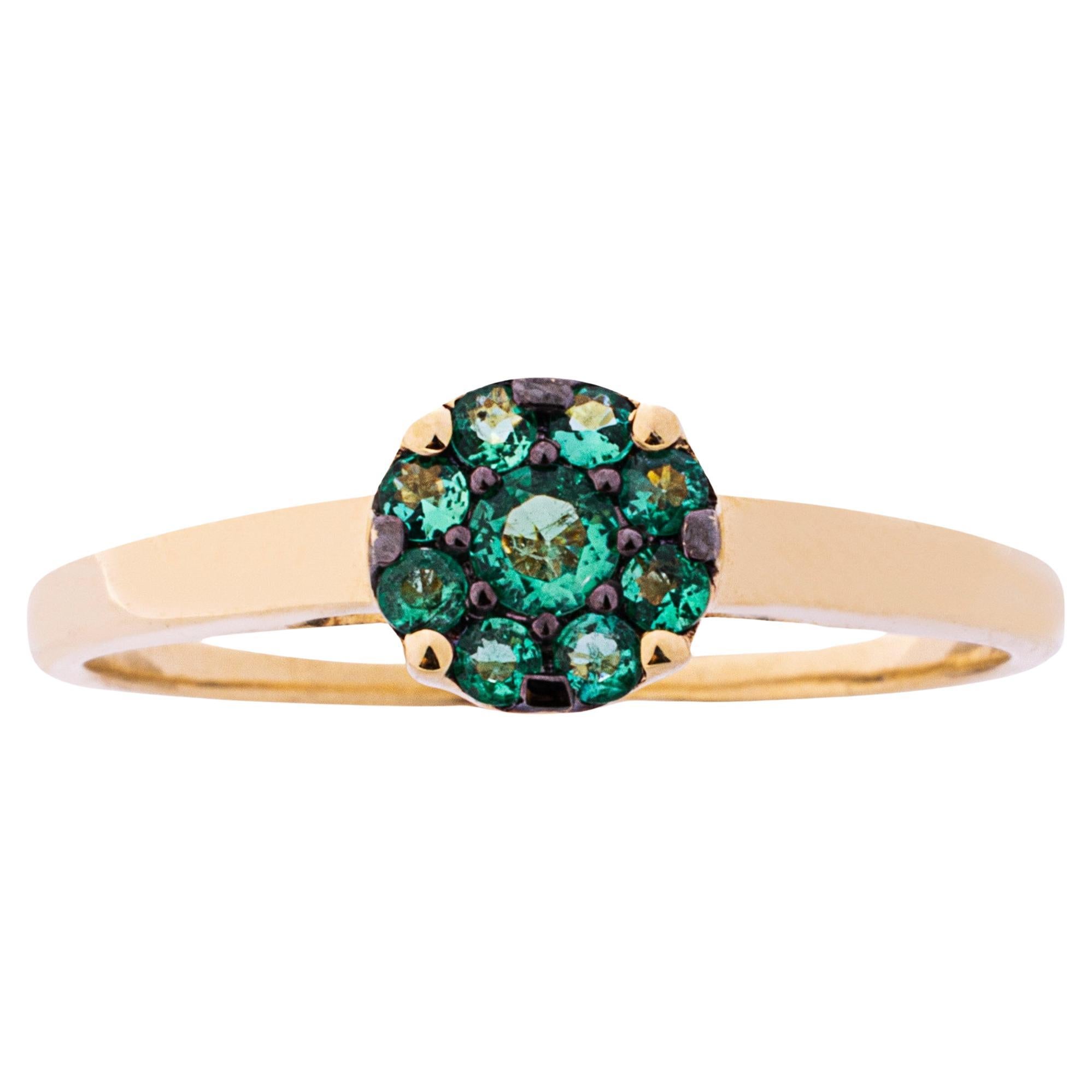 Alex Jona Emerald 18 Karat Yellow Gold Cluster Ring For Sale