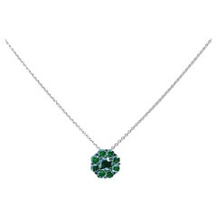 Alex Jona Emerald 18Karat White Gold Flower Pendant Necklace